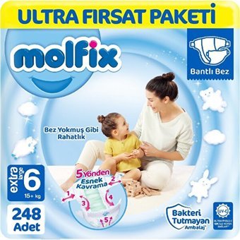 Molfix Extra Large 6 Numara Cırtlı Bebek Bezi 248 Adet