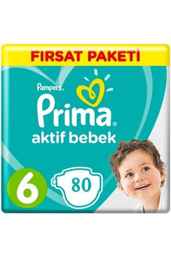 Prima Aktif Bebek 6 Numara Cırtlı Bebek Bezi 80 Adet