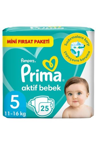 Prima Aktif Bebek 5 Numara Cırtlı Bebek Bezi 25 Adet