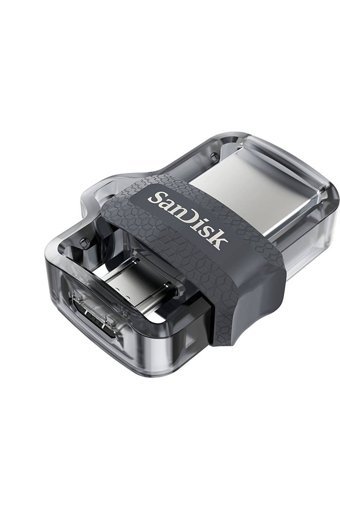 SanDisk Ultra Dual Drive SDDD3-128G-G46 Mini Çift Taraflı USB 3.0 Type A-Micro USB 128 GB Flash Bellek Gri