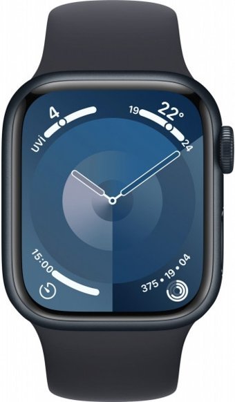 Apple Watch Series 9 Apple Uyumlu WatchOS Su Geçirmez 41 mm Fluoro Elastomer Kauçuk Kordon Kare Unisex Akıllı Saat Siyah
