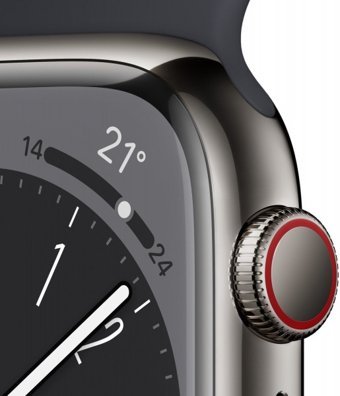 Apple Watch Series 8 Cellular Apple Uyumlu WatchOS Su Geçirmez 45 mm Fluoro Elastomer Kauçuk Kordon Kare Unisex Sim Kartlı Akıllı Saat Siyah