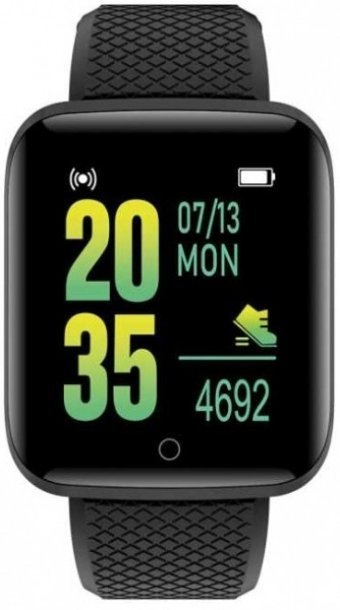 Polosmart PSSW15 42 mm Silikon Kordon Kare Unisex Akıllı Saat Siyah