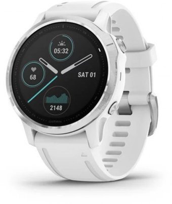 Garmin Fenix 6S Su Geçirmez 42 mm Silikon Kordon Daire Unisex Akıllı Saat Beyaz