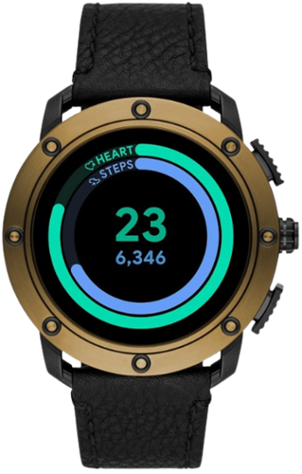 Diesel DZT2016 Android Wear Su Geçirmez Deri Kordon Daire Unisex Akıllı Saat Siyah