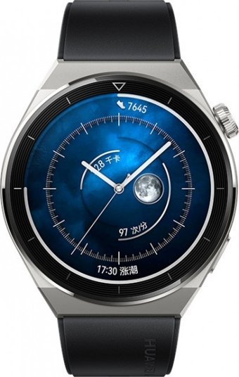 Huawei Watch GT 3 Pro Titanium HarmonyOS Su Geçirmez 46.6 mm Fluoro Kauçuk Kordon Daire Unisex Akıllı Saat Siyah