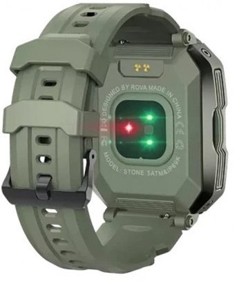Rova Stone Silikon Kordon Kare Tansiyon Ölçen Unisex Akıllı Saat Yeşil
