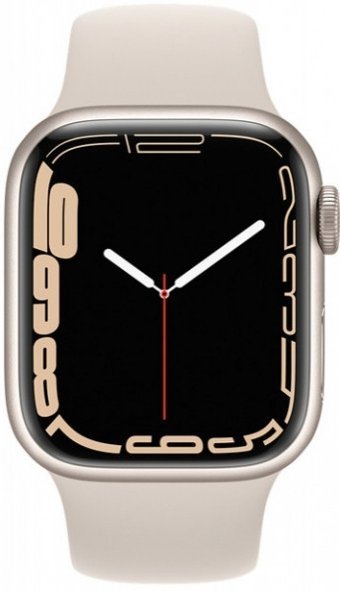 Apple Watch Series 7 Apple Uyumlu WatchOS Su Geçirmez 41 mm Fluoro Elastomer Kauçuk Kordon Kare Unisex Akıllı Saat Krem