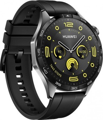 Huawei Watch GT 4 (55020BGS) HarmonyOS Su Geçirmez 46 mm Fluoro Elastomer Kauçuk Kordon Daire Unisex Akıllı Saat Siyah