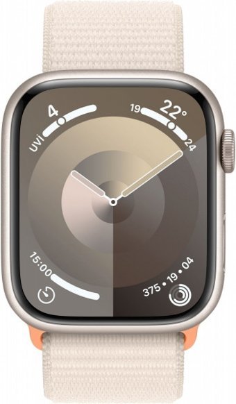 Apple Watch Series 9 Apple Uyumlu WatchOS Su Geçirmez 45 mm Örgü Kordon Kare Unisex Akıllı Saat Krem