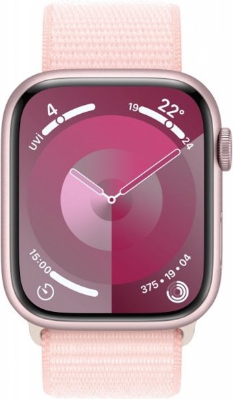 Apple Watch Series 9 Apple Uyumlu WatchOS Su Geçirmez 45 mm Örgü Kordon Kare Unisex Akıllı Saat Pembe