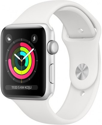 Apple Watch Series 3 Apple Uyumlu WatchOS Su Geçirmez 42 mm Fluoro Elastomer Kauçuk Kordon Kare Unisex Akıllı Saat Beyaz