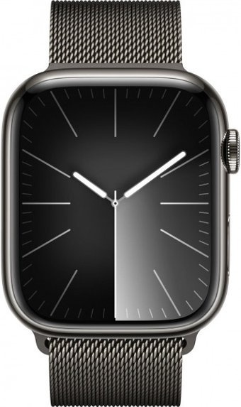 Apple Watch Series 9 Cellular Apple Uyumlu WatchOS Su Geçirmez 45 mm Metal Örgü Kordon Kare Unisex Sim Kartlı Akıllı Saat Gri