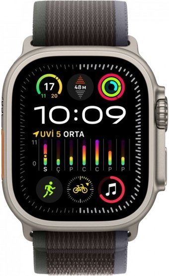Apple Watch Ultra 2 Apple Uyumlu WatchOS Su Geçirmez 49 mm Naylon Örgü Kordon Kare Unisex Sim Kartlı Akıllı Saat Siyah