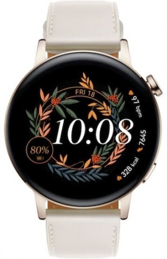 Huawei Watch GT 3 Elegant HarmonyOS Su Geçirmez 42.3 mm Deri Kordon Daire Unisex Akıllı Saat Beyaz