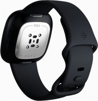 Fitbit Sense Su Geçirmez 40 mm Silikon Kordon Kare Unisex Akıllı Saat Siyah