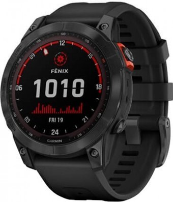 Garmin Fenix 7 Solar Su Geçirmez 47 mm Silikon Kordon Daire Unisex Akıllı Saat Siyah