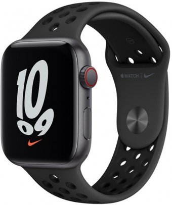 Apple Watch Nike SE Cellular Apple Uyumlu WatchOS Su Geçirmez 44 mm Silikon Kordon Kare Unisex Sim Kartlı Akıllı Saat Siyah