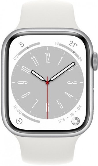 Apple Watch Series 8 Apple Uyumlu WatchOS Su Geçirmez 45 mm Fluoro Elastomer Kauçuk Kordon Kare Unisex Akıllı Saat Beyaz