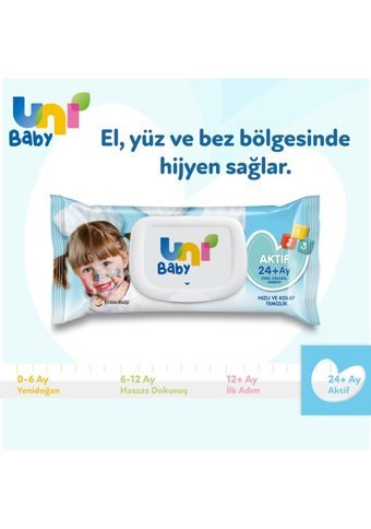 Uni Baby Aktif 72 Yaprak 24'lü Paket Islak Mendil