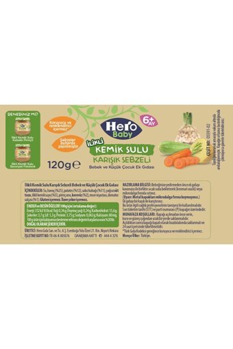 Hero Baby Tahıllı Glutensiz Sebzeli Kavanoz Maması 12x120 gr