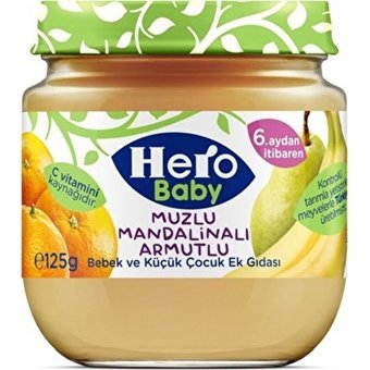 Hero Baby Tahılsız Glutensiz Armutlu Mandalinalı Muzlu Kavanoz Maması 6x125 gr