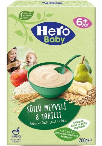 Hero Baby Tahıllı Glutensiz Meyveli Sütlü Kaşık Maması 12x200 gr