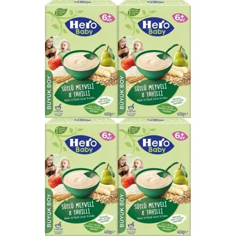 Hero Baby Tahıllı Meyveli Sütlü Kaşık Maması 4x400 gr