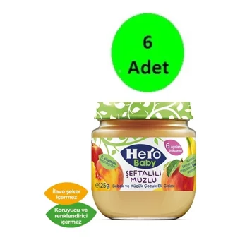 Hero Baby Tahılsız Glutensiz Muzlu Şeftali Kavanoz Maması 6x125 gr