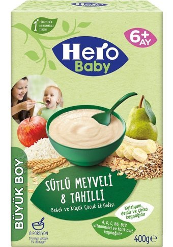 Hero Baby Tahıllı Glutensiz Meyveli Sütlü Kaşık Maması 4x400 gr