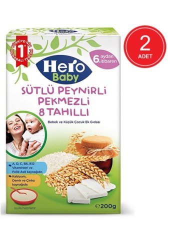 Hero Baby Tahıllı Glutensiz Pekmez Peynir Kaşık Maması 2x200 gr