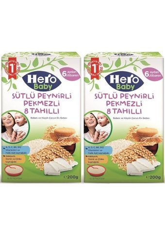 Hero Baby Tahıllı Glutensiz Pekmez Peynir Kaşık Maması 2x200 gr