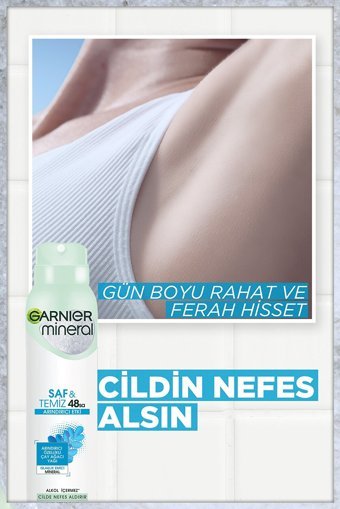 Garnier Mineral Saf&Temiz Pudrasız Ter Önleyici Antiperspirant Sprey Kadın Deodorant 150 ml