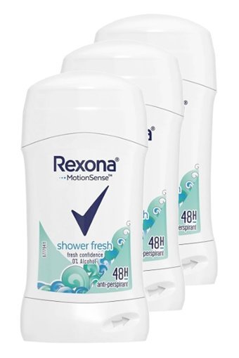 Rexona Shower Fresh Pudrasız Ter Önleyici Antiperspirant Stick Kadın Deodorant 3x40 ml
