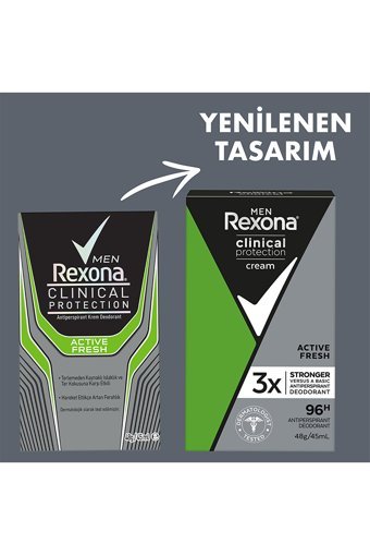 Rexona Clinical Protection Active Fresh Pudrasız Ter Önleyici Antiperspirant Stick Erkek Deodorant 45 ml