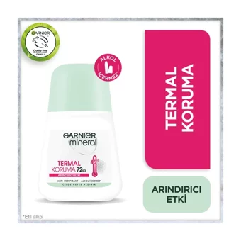 Garnier Mineral Termal Koruma Pudrasız Ter Önleyici Antiperspirant Roll-On Kadın Deodorant 50 ml