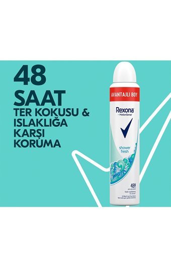 Rexona Shower Fresh Pudrasız Ter Önleyici Antiperspirant Sprey Kadın Deodorant 2x200 ml
