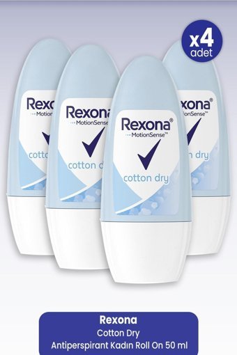 Rexona Cotton Dry Pudrasız Ter Önleyici Antiperspirant Roll-On Kadın Deodorant 4x50 ml