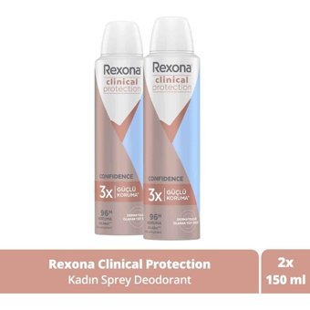 Rexona Clinical Protection Confidence Pudrasız Ter Önleyici Antiperspirant Sprey Kadın Deodorant 2x150 ml