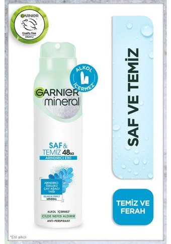 Garnier Mineral Saf&Temiz Pudrasız Ter Önleyici Antiperspirant Sprey Kadın Deodorant 150 ml