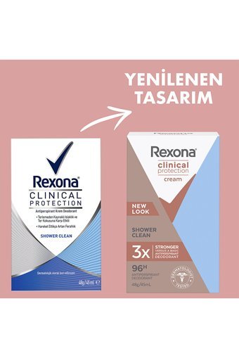Rexona Clinical Protection Shower Clean Pudrasız Ter Önleyici Antiperspirant Stick Kadın Deodorant 45 ml