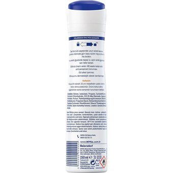 Nivea Black&White Invisible Güçlü Etki Pudrasız Ter Önleyici Antiperspirant Sprey Kadın Deodorant 150 ml
