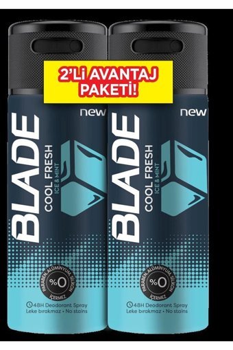 Blade Cool Fresh Pudrasız Ter Önleyici Sprey Erkek Deodorant 2x150 ml