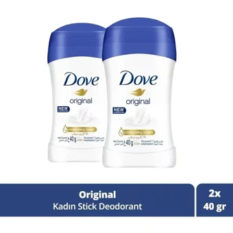 Dove Original Pudrasız Ter Önleyici Antiperspirant Stick Kadın Deodorant 2x40 gr