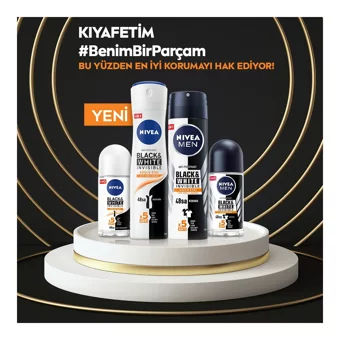 Nivea Black&White Invisible Güçlü Etki Pudrasız Ter Önleyici Antiperspirant Roll-On Erkek Deodorant 50 ml