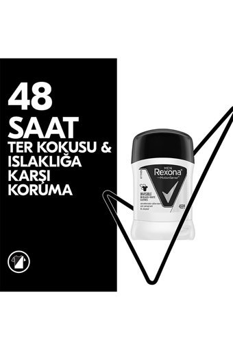 Rexona Men Invisible Black+White Pudrasız Ter Önleyici Antiperspirant Stick Erkek Deodorant 2x50 ml