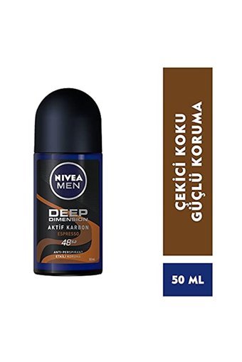 Nivea Deep Dimension Espresso Pudrasız Ter Önleyici Antiperspirant Roll-On Erkek Deodorant 50 ml