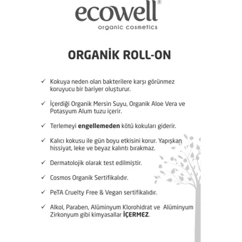 Ecowell Organic Pudrasız Ter Önleyici Organik Roll-On Erkek Deodorant 2x75 ml