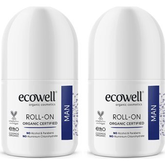 Ecowell Organic Pudrasız Ter Önleyici Organik Roll-On Erkek Deodorant 2x75 ml