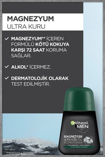 Garnier Magnezyum Ultra Kuru Pudrasız Ter Önleyici Antiperspirant Stick Erkek Deodorant 50 ml